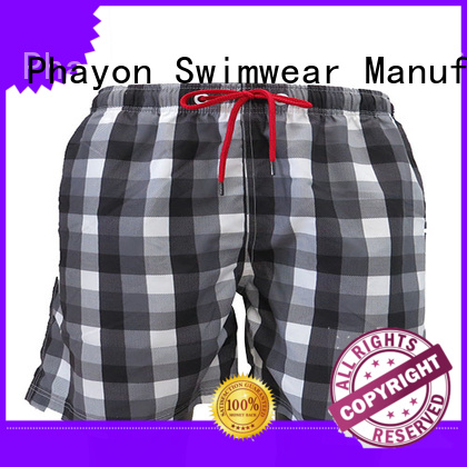 Classic black and white plaid breathable men beach short board shorts