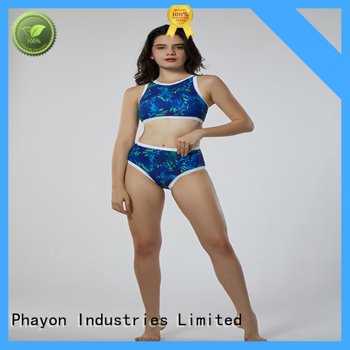 cat pattern ladies swimwear sale with back hollow for swimming pool