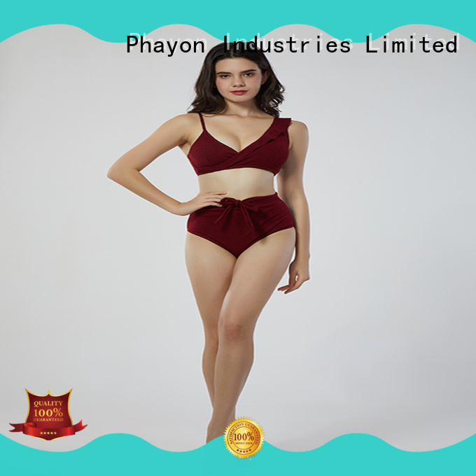 PHAYON ruffle custom bikini with back hollow for swimming pool